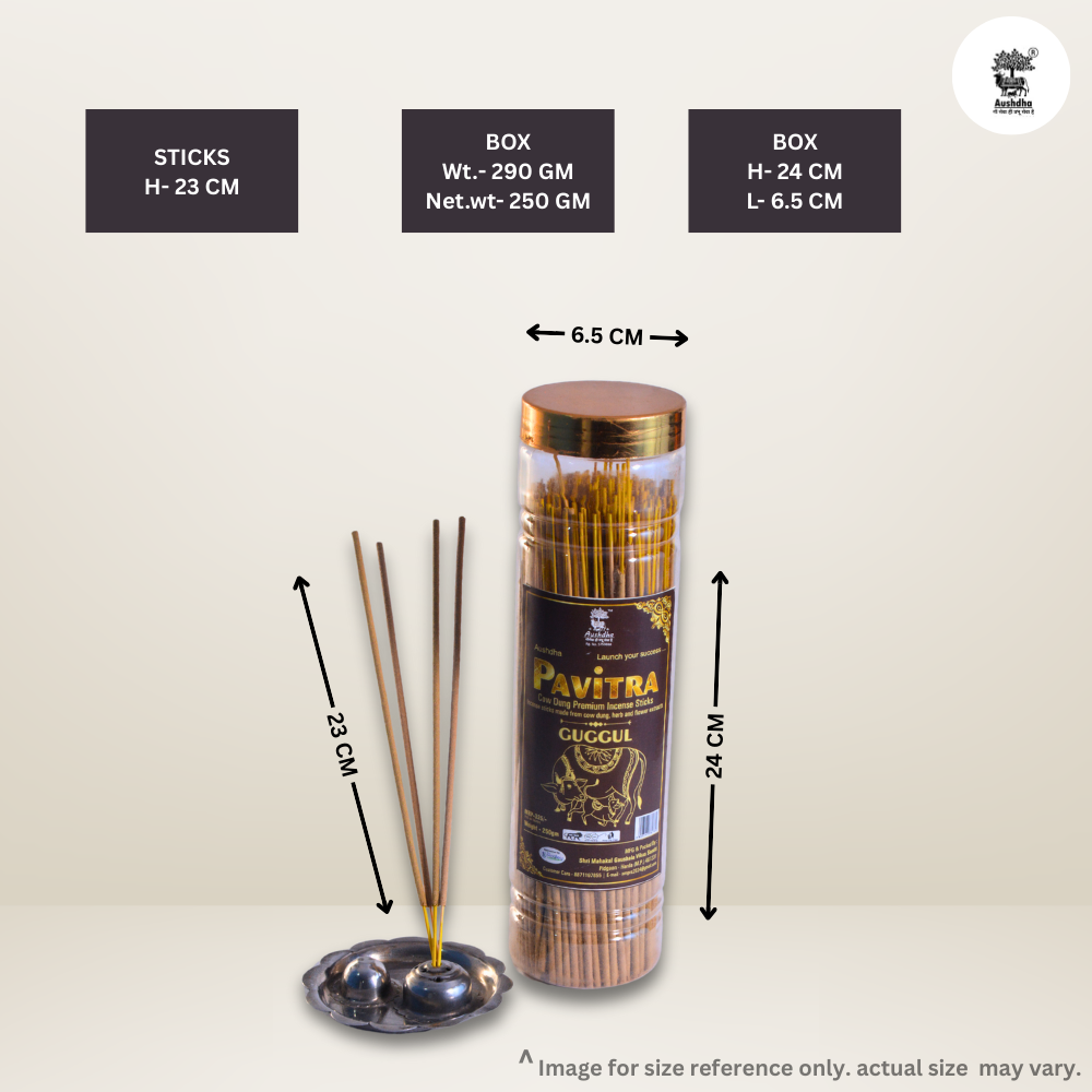 Aushdha Pavitra Cow Dung Premium Incense Sticks –250g (Guggul Fragrance )