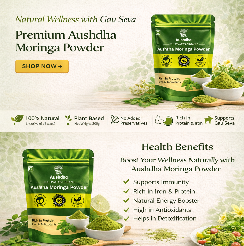 Aushdha Moringa Powder 200g | 100% Natural Plant Based Superfood | No Preservatives