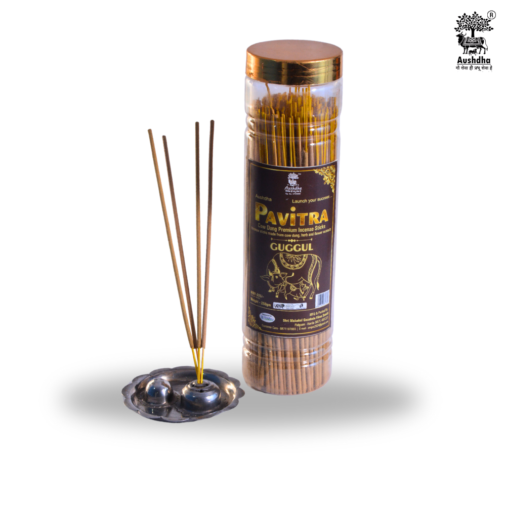Aushdha Pavitra Cow Dung Premium Incense Sticks –250g (Guggul Fragrance )