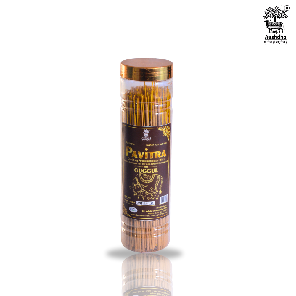 Aushdha Pavitra Cow Dung Premium Incense Sticks –250g (Guggul Fragrance )