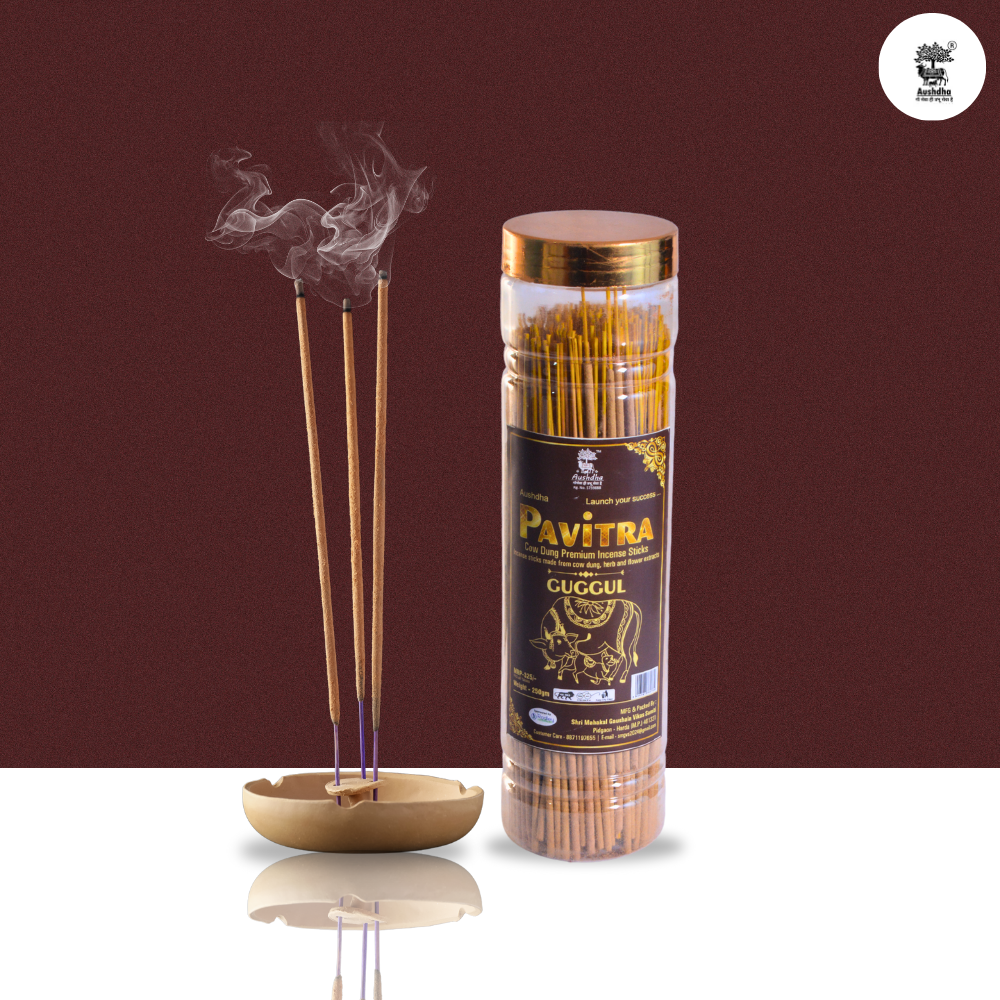 Aushdha Pavitra Cow Dung Premium Incense Sticks –250g (Guggul Fragrance )