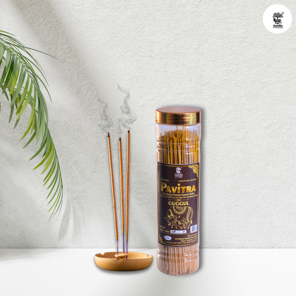 Aushdha Pavitra Cow Dung Premium Incense Sticks –250g (Guggul Fragrance )