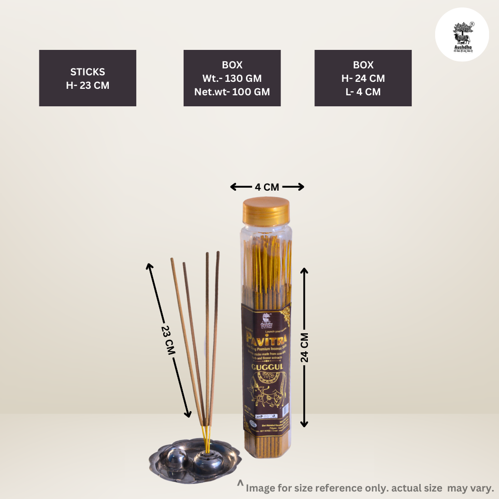 Aushdha Pavitra Cow Dung Premium Essence Sticks – 100g (Guggul Fragrance )