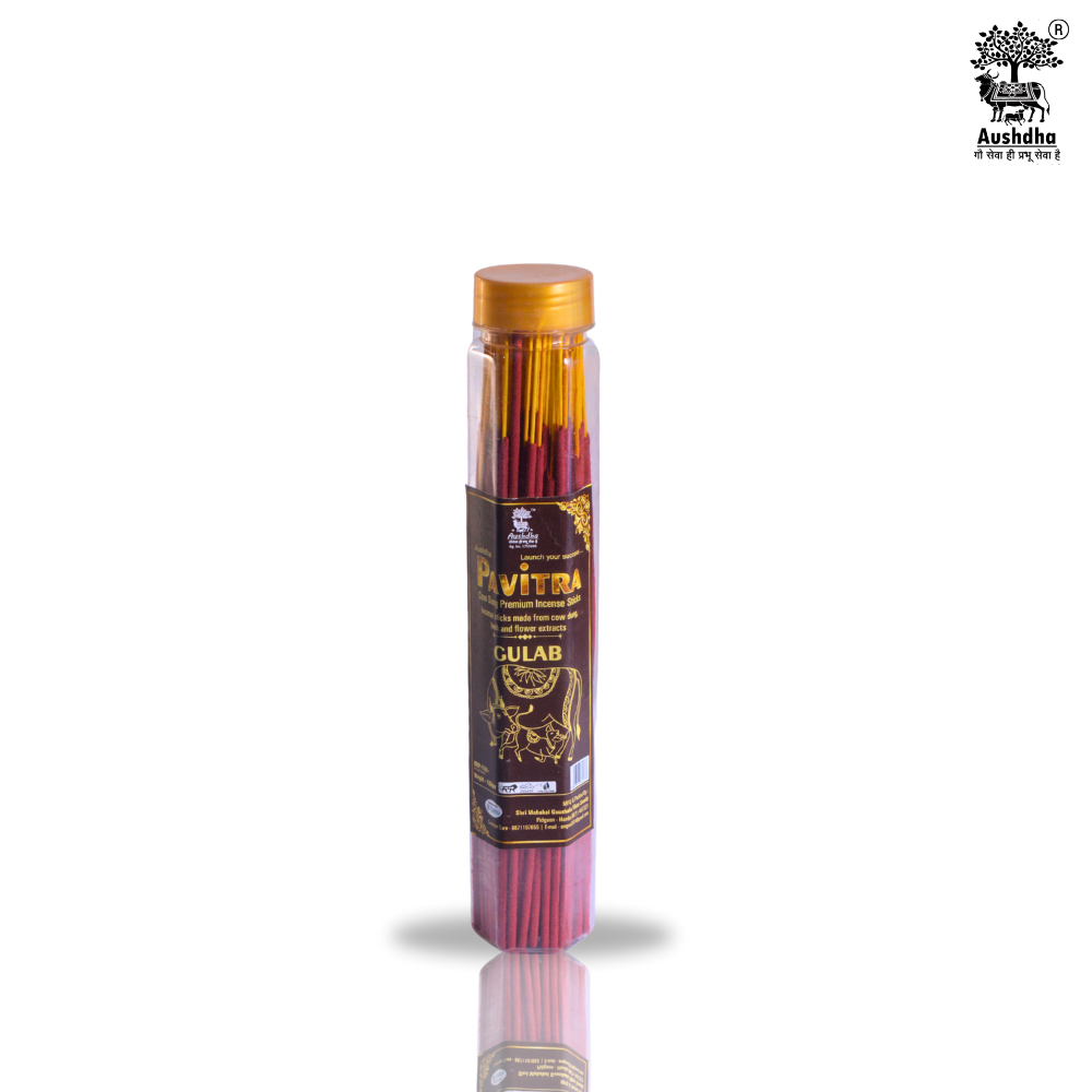 Aushdha Pavitra Cow Dung Premium Incense Sticks –100g (Gulab (Rose) Fragrance )