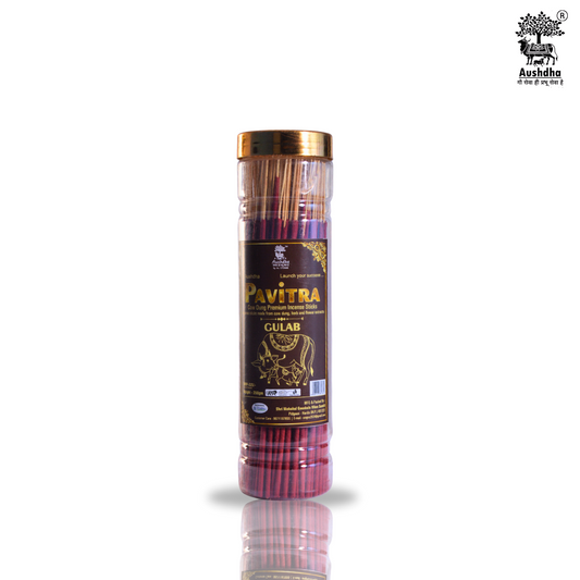 Aushdha Pavitra Cow Dung Premium Incense Sticks –250g (Gulab (Rose) Fragrance )