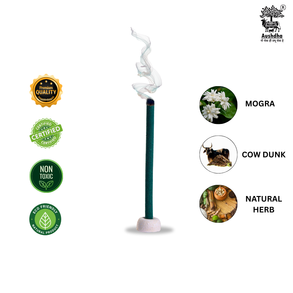 Aushdha Pavitra Gomay Sugandhit Dhupbatti – 4 inch (Mogra Fragrance)