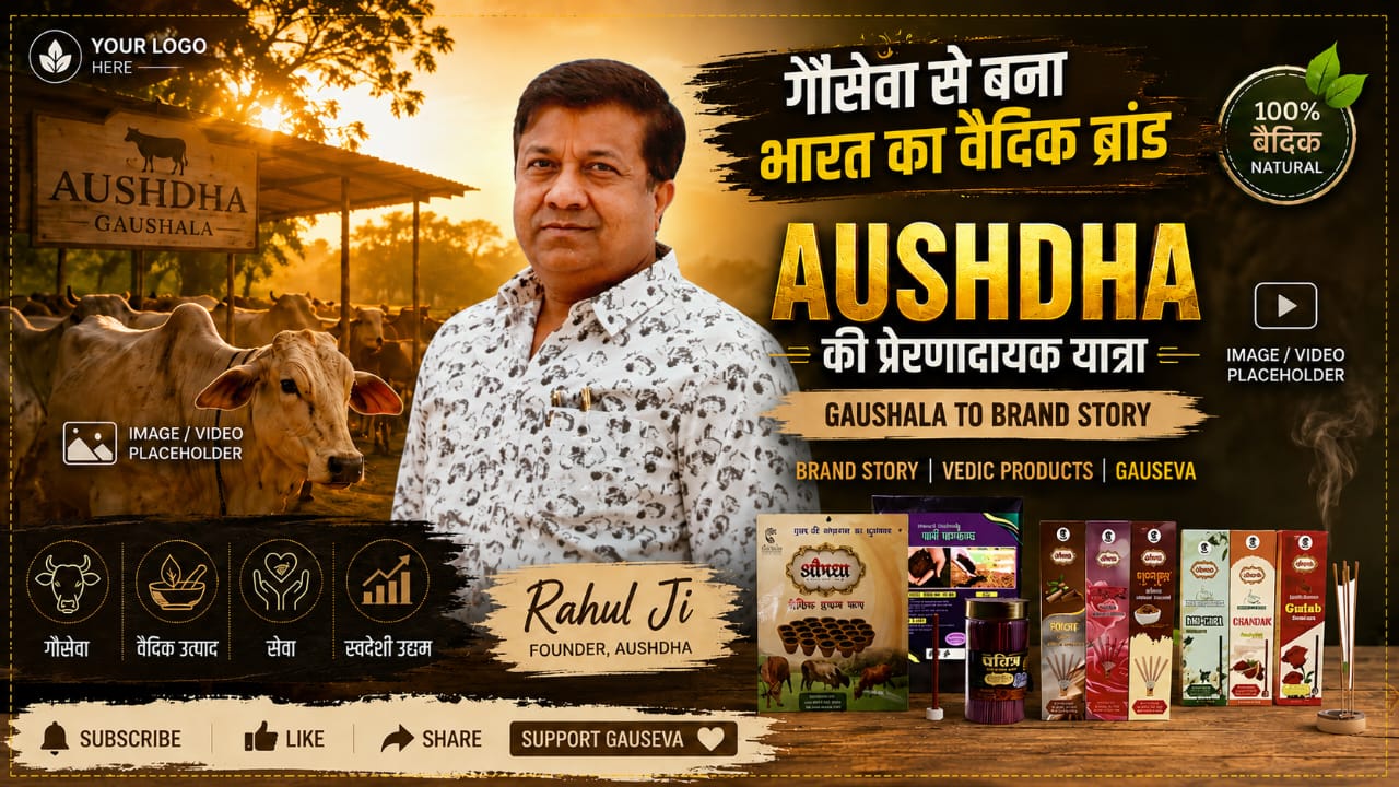 Load video: "Aushdha founder shares vision of pure Cow Dung  products made in our Gaushala with Desi cows"
